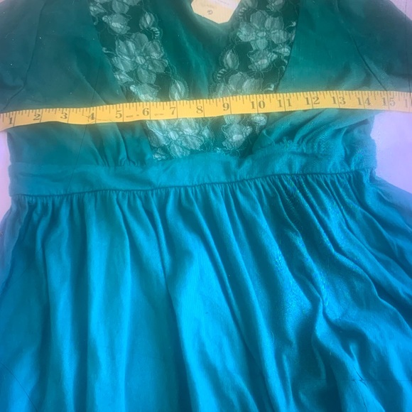 Staci Woo Green Empire With Lace Dress Y2K NWT Size S - Picture 3 of 6